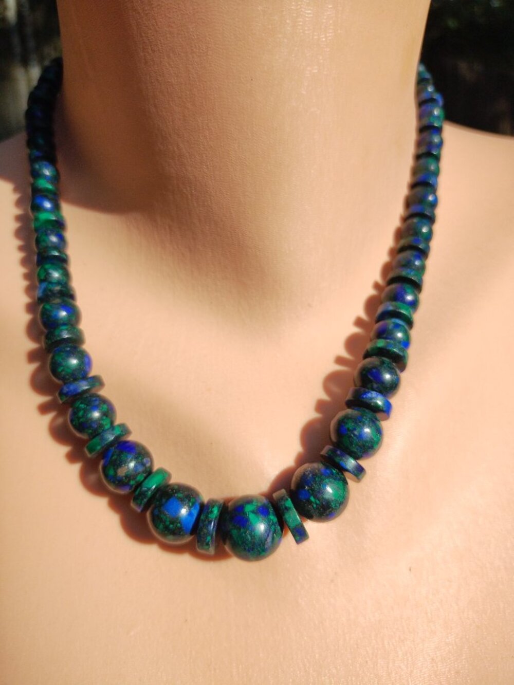 Jay King DTR 925 Sterling Silver Azurite Malachite Graduated Bead Necklace 18" - Picture 6 of 11